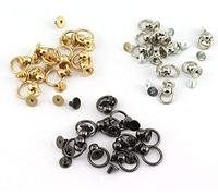RuiLing 30pcs 8x6mm Screwback Round Head Rivet with Pull Ring 3 Color Assrted Kit Metal Handmade DIY Accessory Nail Heads Stud Leather Craft Screw Rivets (Silver, Black, Gold)