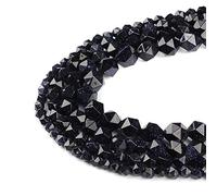 Ruilong A Grade Faceted Natural Stone DIY Precious Gemstone Loose Strand Beads for Jewelry Making (Blue Sand, 8MM)
