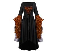 Ruilonghai Halloween Dresses | Lady Gothic Halloween Costume - Renaissance Vintage Lace up Outfit with Skull Print for Stage Character Challenge Friends Mother Girlfriend