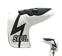 Ruilonghai Leather Golf Blade Putter Head Cover - Skull Skeleton Design - Magnetic Closure - White Symphony