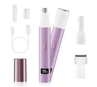 RUIM Nose Hair Trimmer for Women, 4-in-1 Electric Facial Hair Remover with LED Display, Painless & Waterproof Hypoallergenic Eyebrow Trimmer, USB-C Rechargeable for Travel