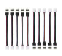 ruimeimei 10pcs 4 Pin Conductor 10 mm Wide LED 5050 RGB Strip Light Connector Strip to Controller Jumper Solderless Clamp On Pigtail Adapter