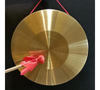 RUIMIMI Gong Instrument with 14.2 inch(36cm),Chinese Traditional Percussion Instrument Brass Gong with Wooden Mallet and Red Ribbon for Home Office Celebration