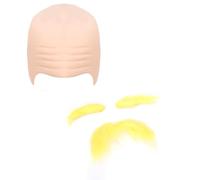 Ruimou 1 set yellow fake beard, false eyebrows and latex bald cap for kids, adults, school cosplay events, fancy dress parties, Halloween and Christmas themed parties