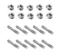 Ruimou 10 Sets 304 Stainless Steel Double End Threaded Bolt Nuts Assortment Kit, M8 x1.25 Exhaust Manifold Hardware Kit
