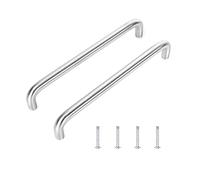 Ruimou 2Pcs Cabinet Pull ,Cabinet Hardware ,6.29''(160mm) Center to Center, Stainless Steel Solid Handles with Screws for Kitchen Cabinet,Furniture Drawer Pulls (Curved Type Silver Pulls)