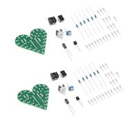 Ruimou 2Set Red Light Heart Shaped LED Flashing Lights Soldering Project Electronics DIY Solder Kit for Education and Creative Gifts