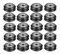 Ruimou 3D Printer Models Pulley, POM Plastic Pulley Models, V Groove Ball Bearing Pulley Passive Round Wheels Roller-Black (20pcs Pack)