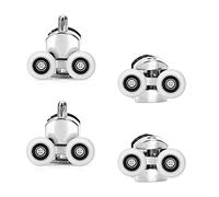 Ruimou 4Pcs Shower Door Double Wheels 23mm Diameter (Zinc Alloy+ABS) for Bathroom Bearing Pulleys/Runners Top/Bottom Replacement Parts (2 Upper Wheels + 2 Lower Wheels -23mm-4Pcs)