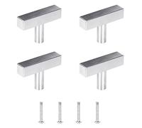 Ruimou 4Pcs Square 1.97'' Silver Brushed Stainless Steel Handles(Single Hole) with Screws for Kitchen Cabinet,Furniture Drawer Pulls (Brushed Silver)