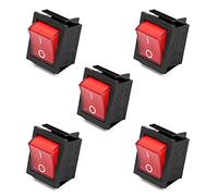 Ruimou 5Pcs AC 16A/250V 16A/125V Boat Rocker Switches, DPST 4Pin 2 Position with Red Light Rocker Switch