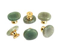 Ruimou 6pcs Original Stone Knobs Natural knobs Crystal Glass Pull Handles for Drawer Cabinet Door Cupboard Dresser Home DIY with Screws (Green Aventurine)