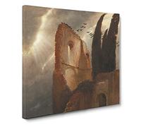 Ruin By The Sea by Arnold Bocklin Canvas Print | Gallery Wrapped 30mm Frame Wall Art | 14x14 inches | Ready to Hang | Coastal Seascape Picture | Living Room Bedroom Lounge Office