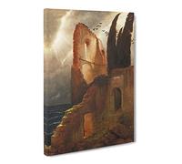 Ruin By The Sea By Arnold Bocklin Canvas Print | Gallery Wrapped 30mm Frame Wall Art | 24x16 inches | Ready to Hang | Coastal Seascape Picture | Living Room Bedroom Lounge Office