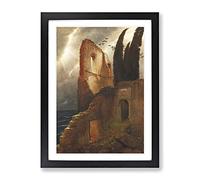 Ruin By The Sea By Arnold Bocklin Classic Painting Framed Print | A4 Black Framed Wall Art | Ready to Hang | Classic Nautical Picture | Living Room Bedroom Lounge Office