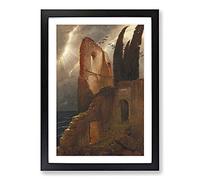 Ruin by The Sea by Arnold Bocklin Framed Print | A2 Black Framed Wall Art | Ready to Hang | Modern Nautical Picture | Living Room Bedroom Lounge Office