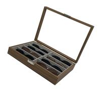 RUINBNC Easy Access Wood Sunglasses Holder Including 8 Slots Clear Top Soft Felt Lining for Quick Selection Wood Sunglasses Box