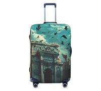 Ruined Temple With Crows Travel Luggage Covers - Elasticity Suitcase Covers Protector for Luggage 18-32 Inch