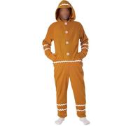 RUINIXCW Family Christmas Gingerbread Costume Matching Outfits Long Sleeve Hooded Jumpsuit Cosplay Outift for Adults Kids (Men, XL, Yellow)