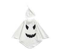 RUINIXCW Kids Toddler Boy Girl Halloween Costume White Ghost Smile Cloak Fancy Party Cape Poncho Hooded Cosplay Outfits (B-White A, 4-5 Years)