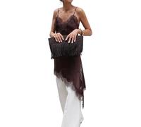 RUINIXCW Women Satin Lace Camisole Top V Neck Sleeveless Spaghetti Strap Silk Cami Tops Y2k Asymmetrical Tank Top Streewear (Coffee, M)