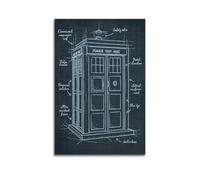 RUINOSAU Famous Sketch Doctor Who Tardis TV Movie Poster Canvas Wall Art Decor for Bedroom Living Room Modern Home Wall Decorations Gift 12x18inch(30x45cm) Unframe-style
