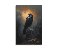 RUINOSAU Gothic Raven Black Crow Aesthetic Poster Canvas Wall Art Decor for Bedroom Living Room Modern Home Wall Decorations Gift 16x24inch(40x60cm) Unframe-style