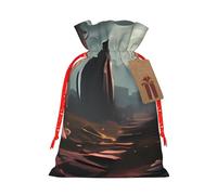 Ruins Burlap Drawstring Gift Bag With Tag, Reusable Linen Pouch For Christmas, Birthday, Party, Small Gift Packaging M