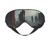 Ruins Double-Sided Silk Sleep Mask, Adjustable Light Blocking Eye Mask for Travel, Men & Women, Soft Comfortable Blindfold 20x10cm