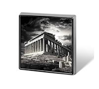 Ruins of A Temple Parthenon Acropolis Athens Greece Custom Lapel Pins Square Brooch Tie Suit Dress Accessories for Men Women Wedding Birthday