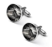 Ruins of A Temple Parthenon Acropolis Athens Greece Mens Classic Cufflinks Custom Shirt Cuff Links Jewelry Accessories for Business Wedding 0.7" 0.8"