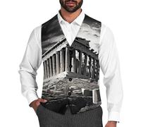 Ruins of A Temple Parthenon Acropolis Athens Greece Men's Suit Vest Formal Dress Waistcoat Vest Casual Business Vests for Suit Or Tuxedo 3XL