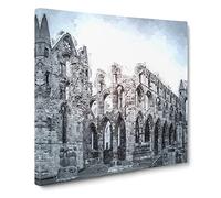 Ruins of Whitby Abbey in England Canvas Print | Gallery Wrapped 30mm Frame Wall Art | 20x20 inches | Ready to Hang | Abstract Architecture Picture | Living Room Bedroom Lounge Office