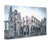 Ruins of Whitby Abbey in England Canvas Print | Gallery Wrapped 30mm Frame Wall Art | 30x20 inches | Ready to Hang | Abstract Architecture Picture | Living Room Bedroom Lounge Office