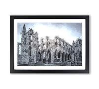 Ruins of Whitby Abbey in England in Abstract Framed Print | A2 Black Framed Wall Art | Ready to Hang | Abstract Fantasy Picture | Living Room Bedroom Lounge Office