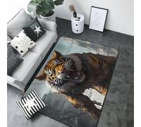 Ruins Tiger Warrior Area Rug for Living Room Decor - Anti Slip Washable Throw Rug, 80x58 inches Indoor Carpet for Bedroom Living Room Decor