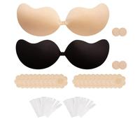 RUIOMII 2 Pairs Sticky Bra Push Up, Backless Strapless Bras, Adhesive Bra for Weddings, Beach Parties, Pool Dances and Daily Wear, Stunning Photo Shoots