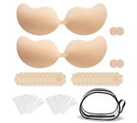 RUIOMII 2 Pairs Sticky Bra Push Up, Backless Strapless Bras, Adhesive Bra for Weddings, Beach Parties, Pool Dances and Daily Wear, Stunning Photo Shoots Nude