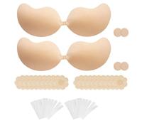 RUIOMII 2 Pairs Sticky Bra Push Up, Backless Strapless Bras, Adhesive Bra for Weddings, Beach Parties, Pool Dances and Daily Wear, Stunning Photo Shoots Skin
