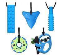 RUIOMII 5 Packs Silicone Sensory Chew Necklace Chewies for Autistic ADHD Oral Motor Children Kids Adult