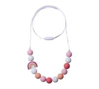 RUIOMII Rainbow Sensory Chew Necklace, Silicone Teething Necklace for Babies Kids, Chew Buddy Autism Biting Needs, Oral Motor Chewy Teether, ADHD