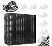 Ruioomeep Aquarium Anti-Jump Set, 8 Pieces Plastic Grids (30 x 30 cm) with 6 Holders and 20 Cable Ties, Aquarium Cover, Aquarium Divider for Floor Protection and Aquascaping Support (Black)