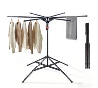 Ruioomeep Clothes Airer Tower Tall XXL Foldable Extendable with 6 Wings, Space-Saving Vertical Clothes Dryer Stand for Balcony Garden Bathroom Patio Sturdy Stand Dryer Laundry Tower (Black)