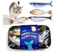 Ruioomeep Electronic Pet Fish, Pack of 3 Electric Robo Fish Toy, Interactive Cat Toy, Electric Fluttering Fish Toys with Catnip, 3 Modes & Motion Activation