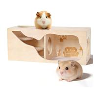 Ruioomeep Hamster Wooden House, 2-Room Hamster Hideout, Hamster Hideout, Wooden Hamster House, Hamster Cage Accessories for Dwarf Hamsters, Gold Hamsters, Gerbils and Small Animals