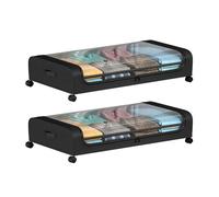 Ruiqas 2pcs Under Bed Storage with Wheels and Lid, Clear Window, Zipper Closure and Handles, Carbon Steel & Fabric, Can be Placed Under Beds, Sofas, Wardrobes and Other Furniture