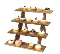 Ruiqas 4 Tier Wooden Cupcake Display Stand,Rustic Party Dessert Shelves,Makeup Perfume Organizer for Spice,Plant and Craft