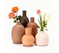 Ruiqas 5-Piece Ceramic Vase Home Decor, Modern Boho Rustic Farmhouse Clay Pottery Vase for Table Living Room Kitchen