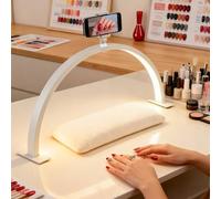 Ruiqas Half Moon Nail Light for Desk,55cm Half Moon Nail Lamp with Phone Holder for Beauty Eyelash Makeup Crafts Reading Salon Nail Tech