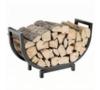 Ruiqas Large Curved Log Basket for Fireplace Indoor & Outdoor | Heavy Duty Metal Firewood Rack & Log Store, Rust Resistant Wood Holder for Wood Burner, Garden Patio Storage Stand